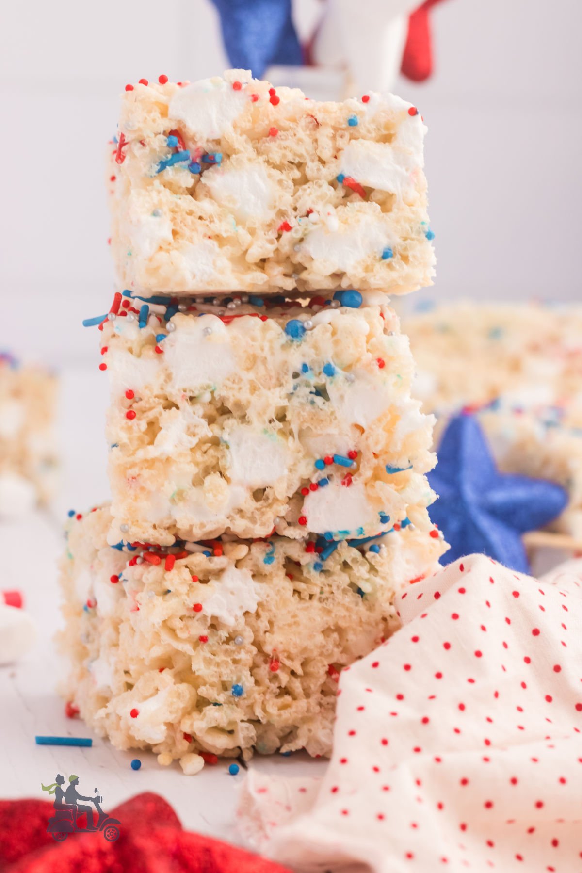 Quick and easy Patriotic Rice Krispie treats for Independence Day or any Patriotic festivity.