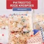 Red, white, and blue Rice Krispie Treats for easy summer holiday gatherings.