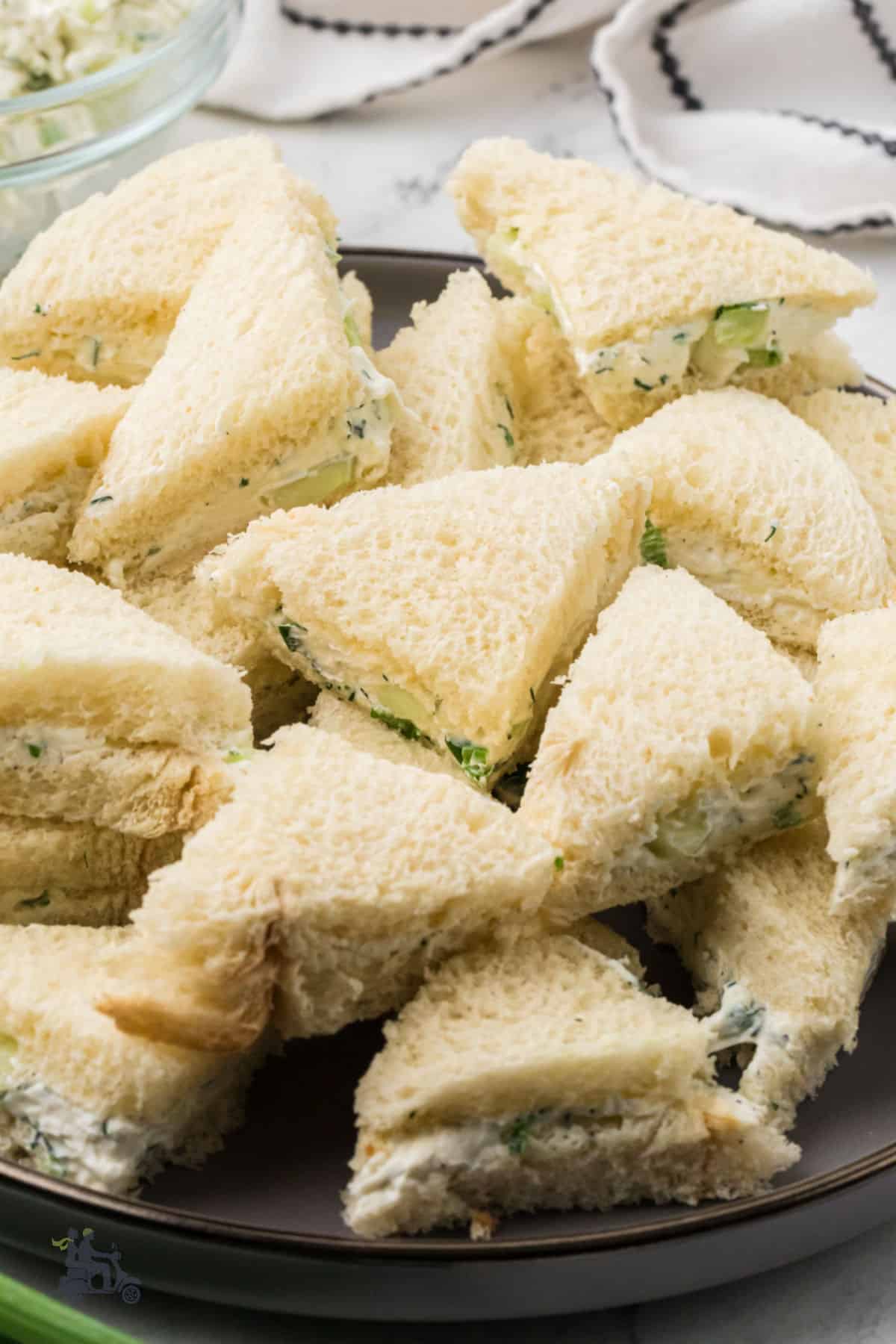 Classic Kentucky Benedictine spread on white bread made into tea sandwiches.
