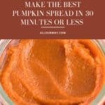 Homemade pumpkin Butter Pinterest image with title overlay features how to make on the title.