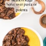 A long Pinterest Pin with a title overlay for the Vegetarian Mushroom sauce recipe.