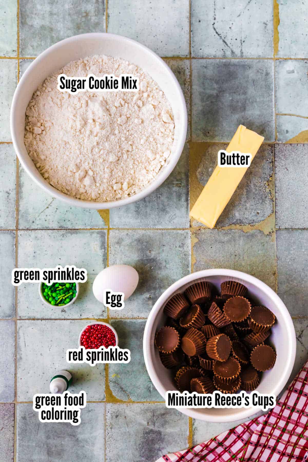 Image of the ingredients needed to make the Sugar Cookie stuffed with Reese's Cups recipe. 