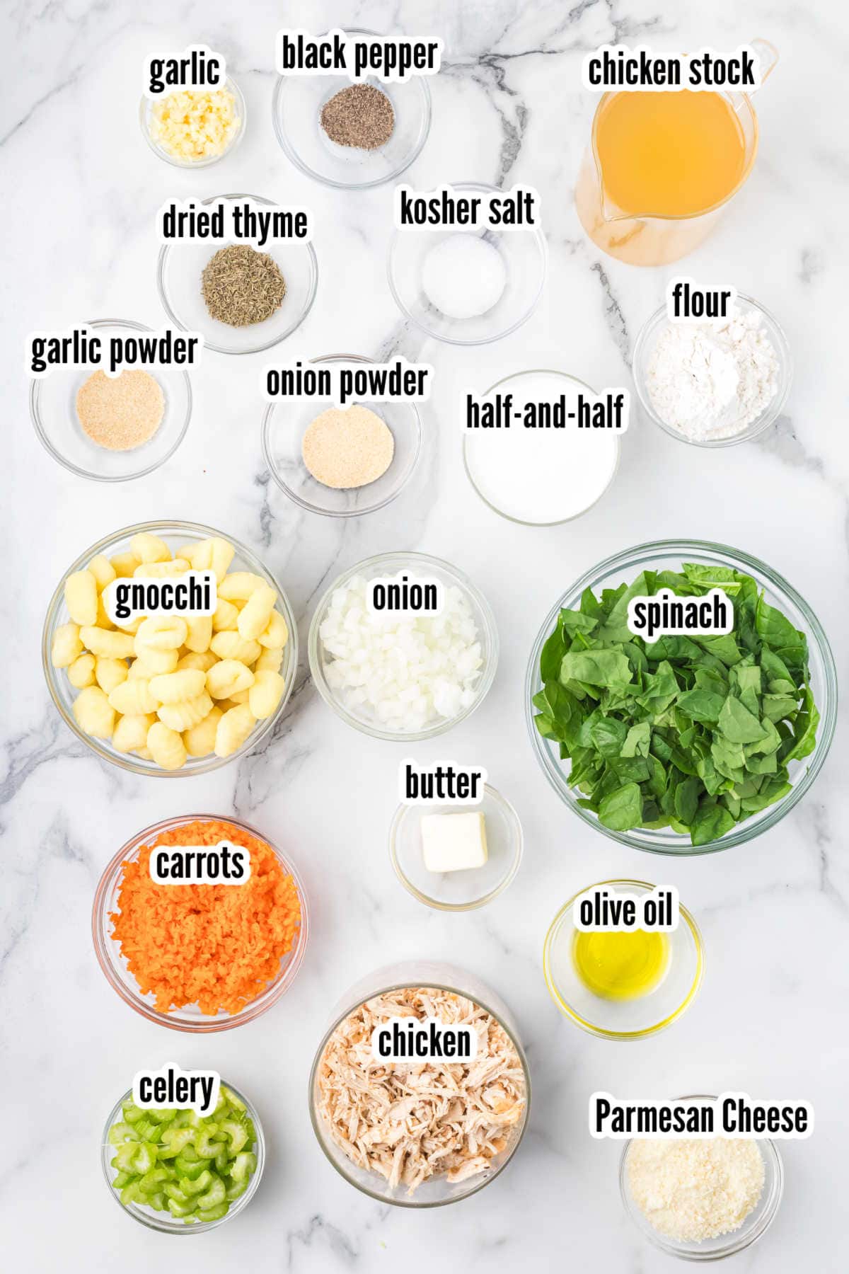 Here's a simple list of ingredients. You'll need them to make a tasty homemade version of Olive Garden's Tuscan Chicken with Gnocchi soup. Gather these items, and you'll be on your way to a comforting bowl of goodness!
