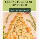Festive Christmas Bread Filled with Mozzarella Cheese image for Pinterest sharing with a title overlay.