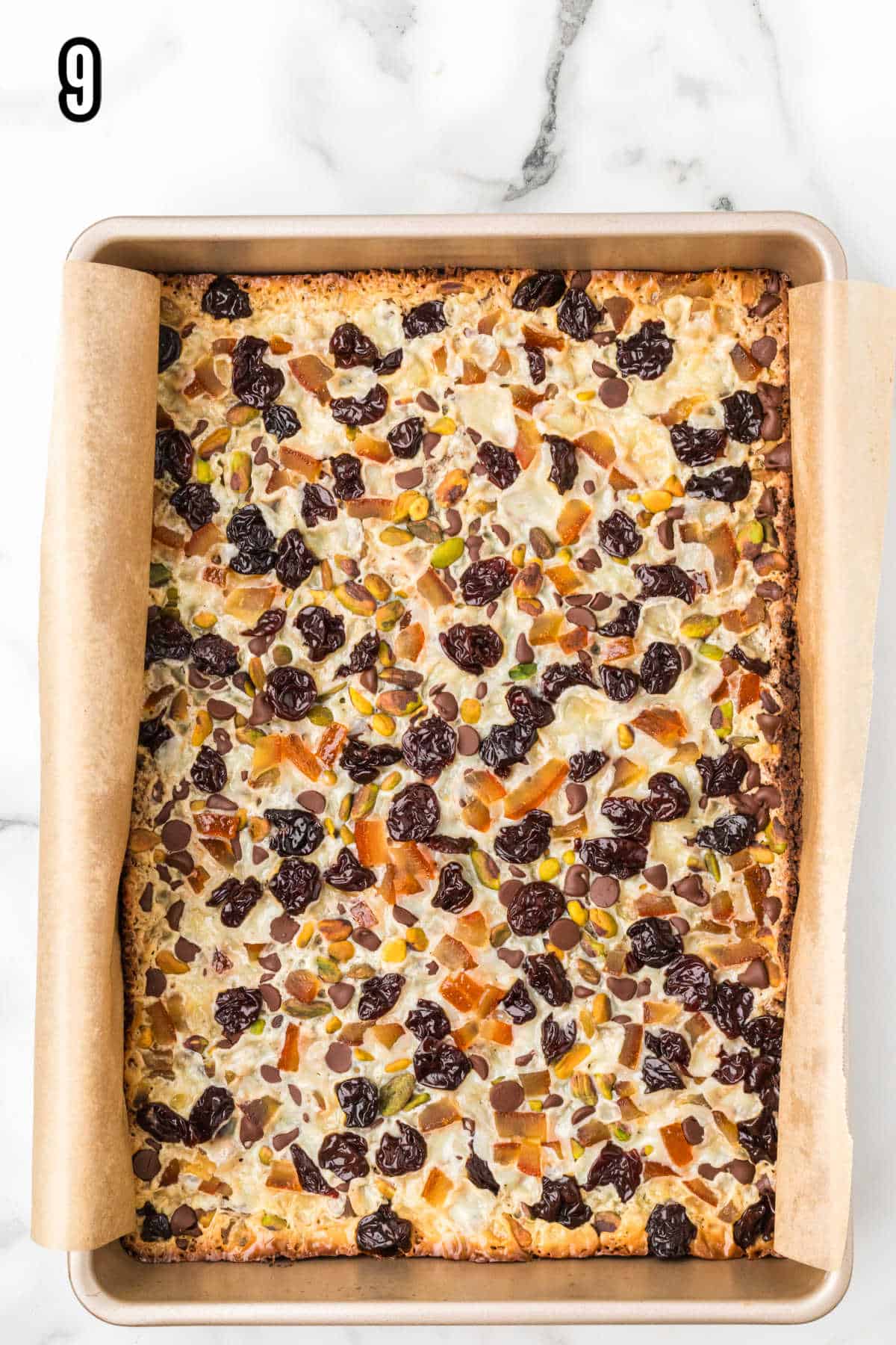 The layered Magic Bars are baked and now cooling. 