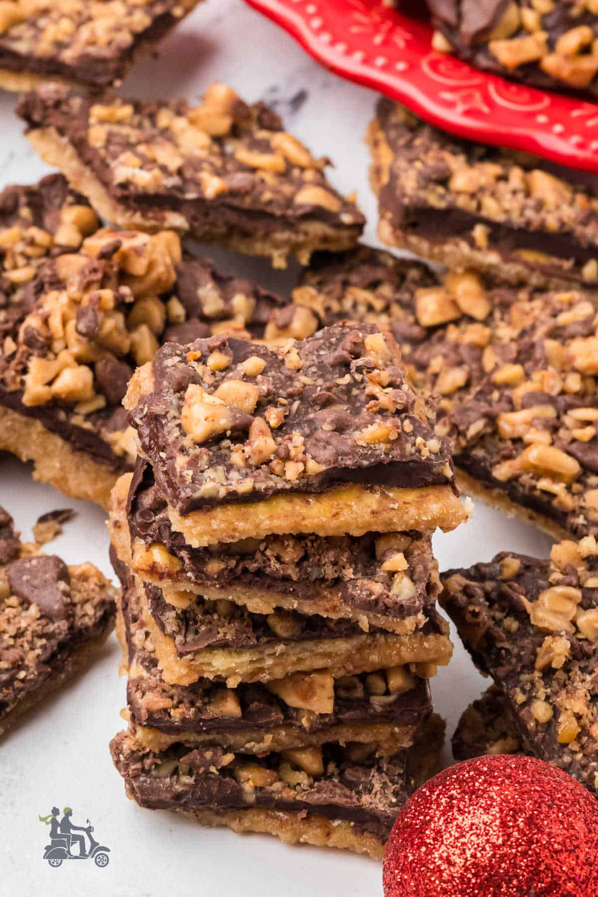 Chocolate Saltine toffee bark is easy to give as holiday candy and serve on a cookie dessert tray.