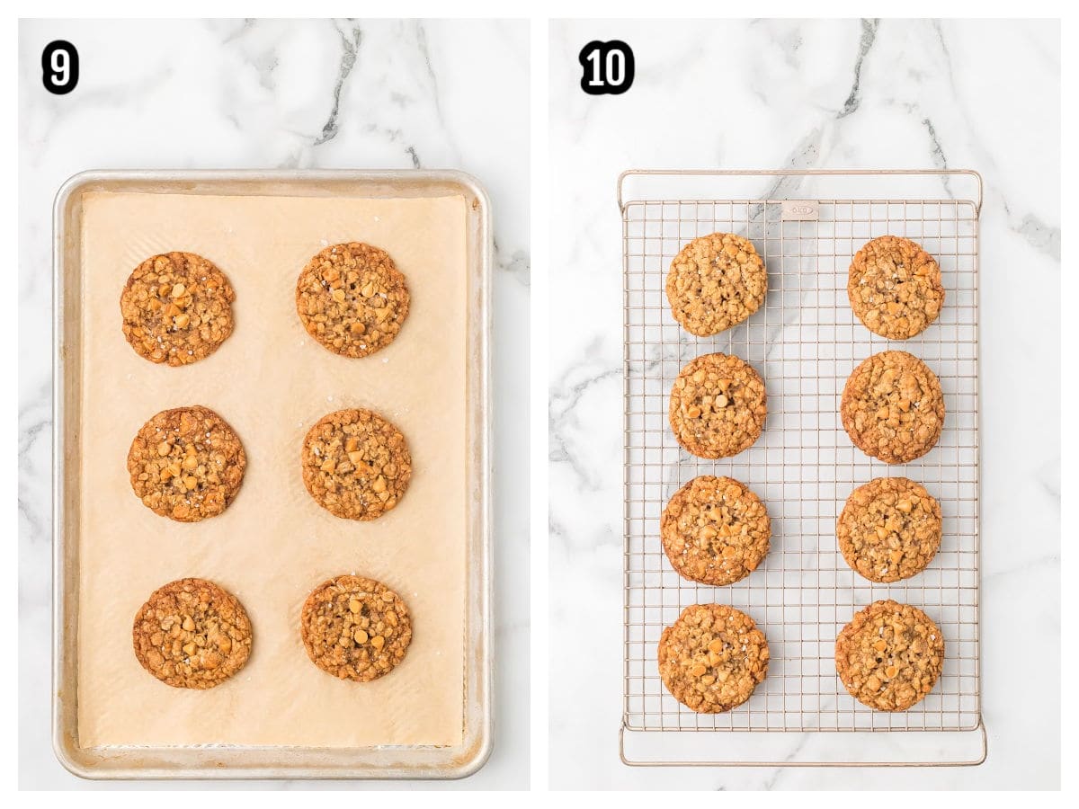 The last two steps to making the butterscotch oatmeal cookie recipe. 