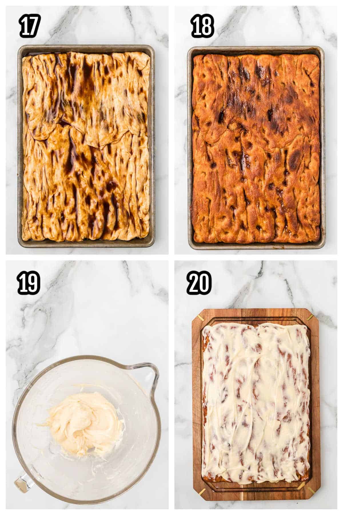 Fifth and final set of instructions for baking and finishing the sweet focaccia with glaze recipe. 