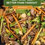 Easy beef chop suey with vegetables in a deep wok.