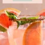 A Pinterest Pin features a closeup of the easy holiday gin cocktail recipe with citrus juice.