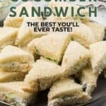 Kentucky Benedictine Sandwich triangles on a brown plate.