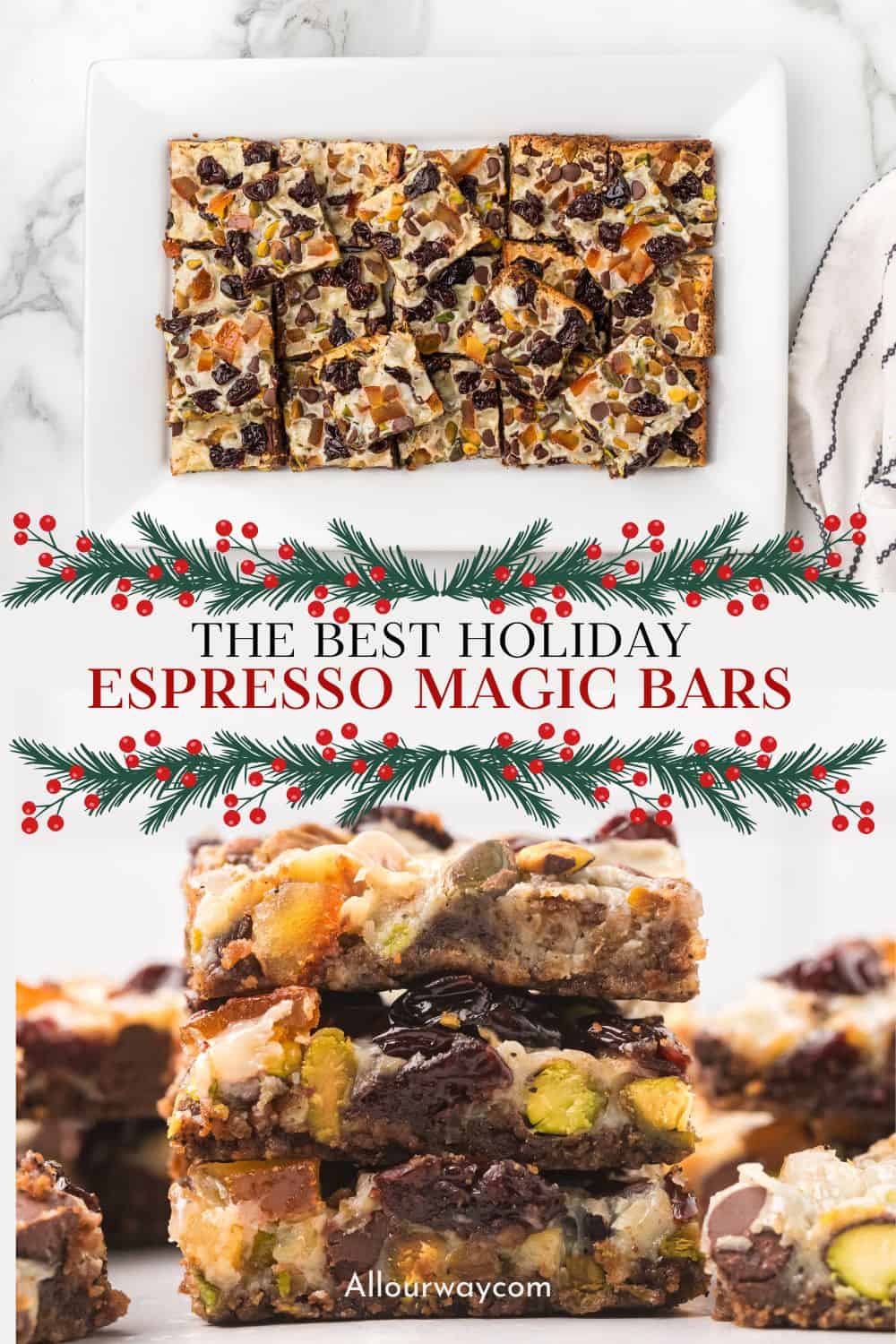 Holiday Magic Bars with Pistachios, Espresso, and Cherries