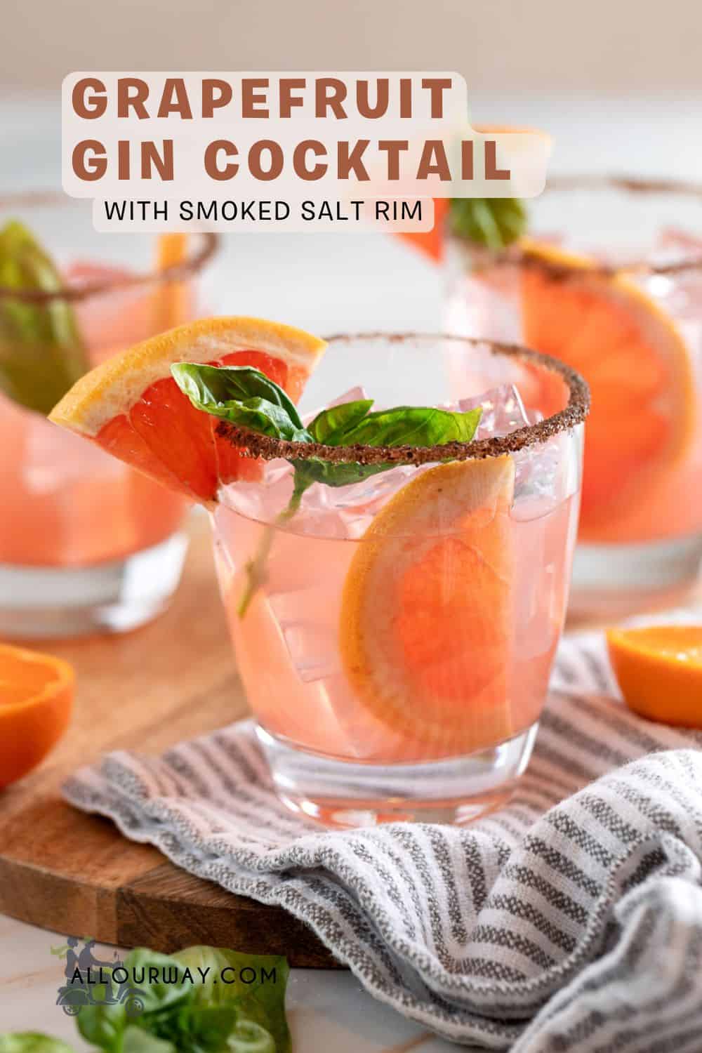 Cocktail With Salt Rim Grapefruit Tangerine Basil Cocktail with Smoked Salt Rim