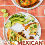 Homemade Mexican Beef Tacos baked in the oven and served with avocado lime sauce.