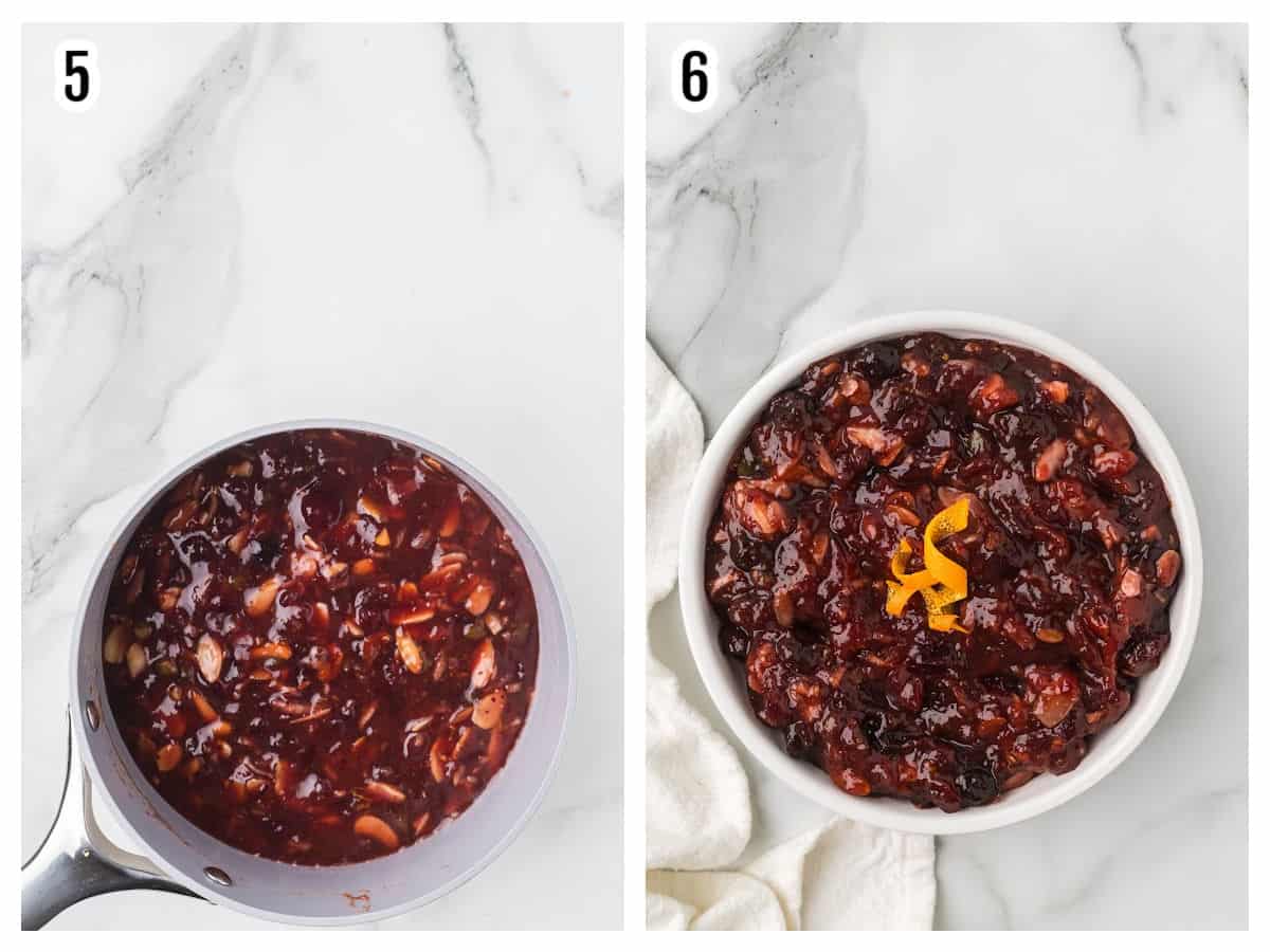 The final steps to making the orange cranberry relish recipe.