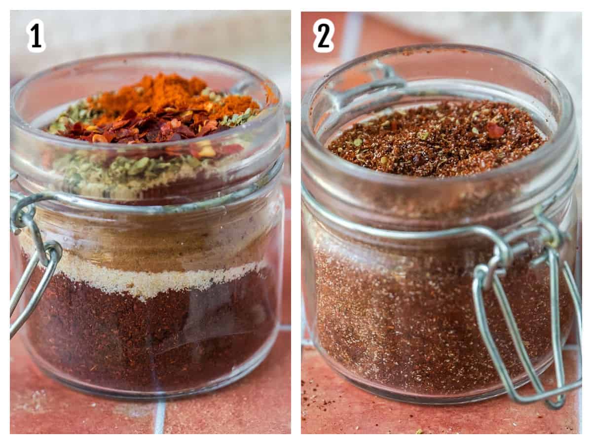 The simple instructions for assembling the taco seasoning for beef. 
