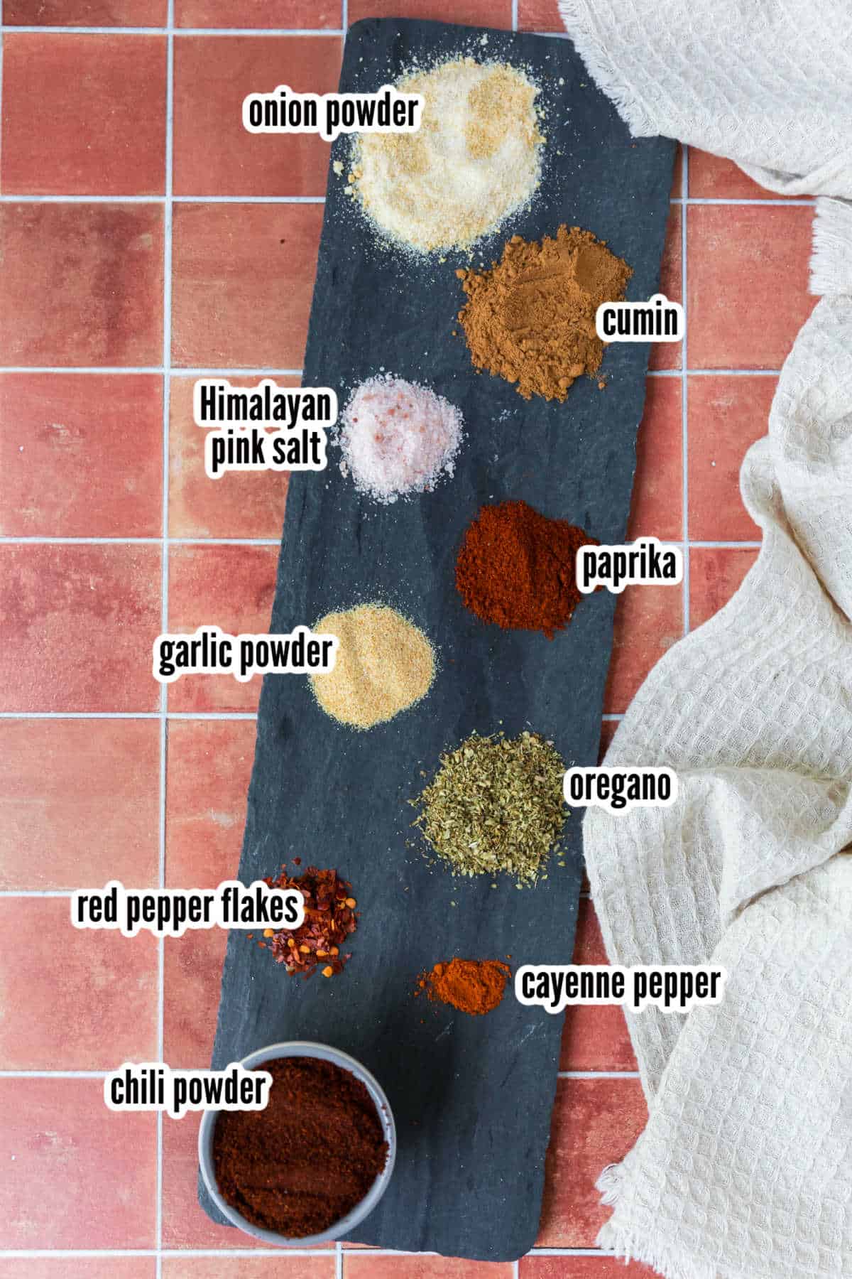 Image of the ingredients needed to make the Beef Taco Seasoning mix. 