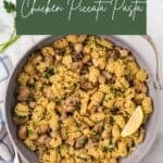 Easy thigh pasta dish garnished with fresh parsley and lemon zest.