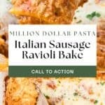 Image of the family favorite pasta dinner featuring Italian sausage and cheesy ravioli.