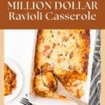 Million Dollar casserole made with ravioli and Italian sausage.