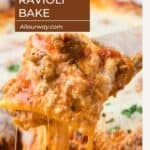 An easy Italian Bake made with store-bought cheese ravioli and marinara sauce.
