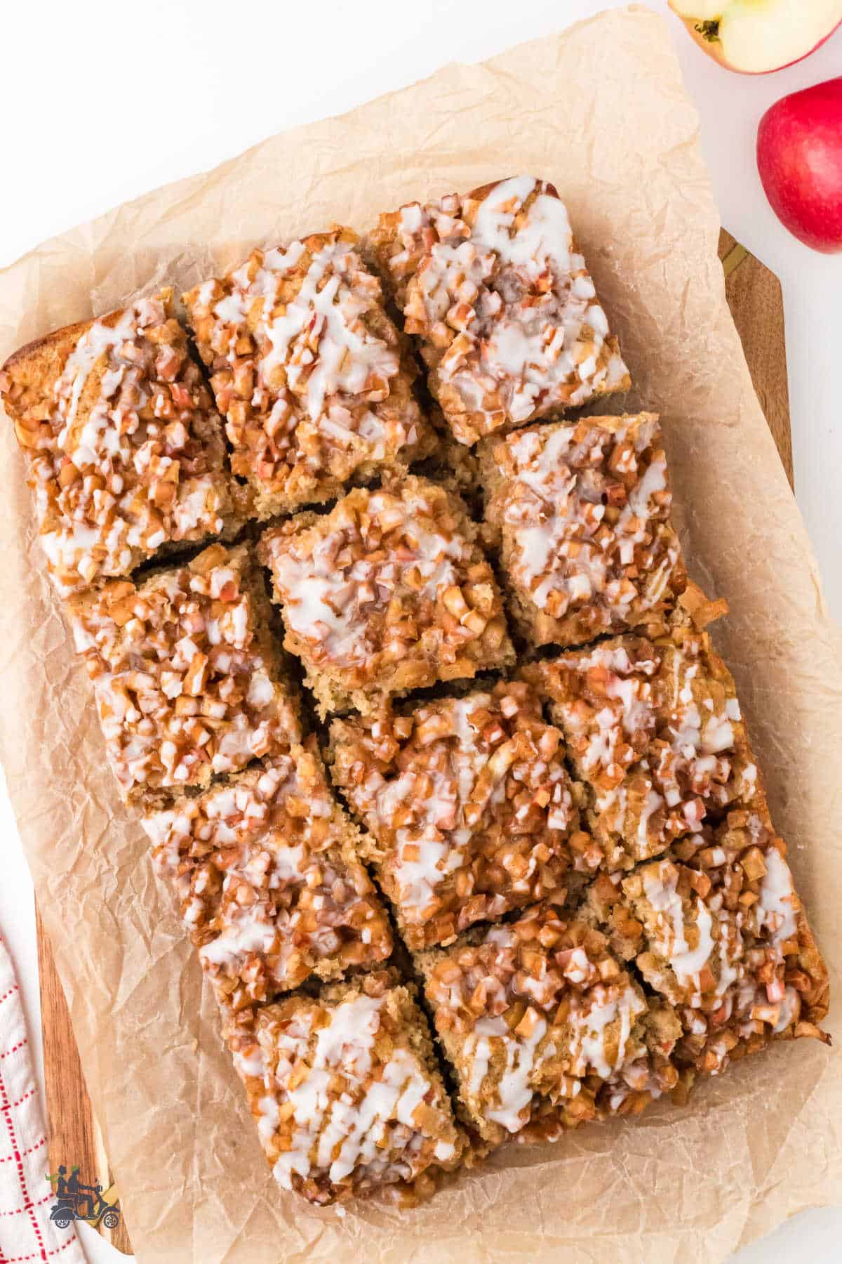 Apple Fritter Cake Recipe made with cake mix and topped with a sugary glaze. 