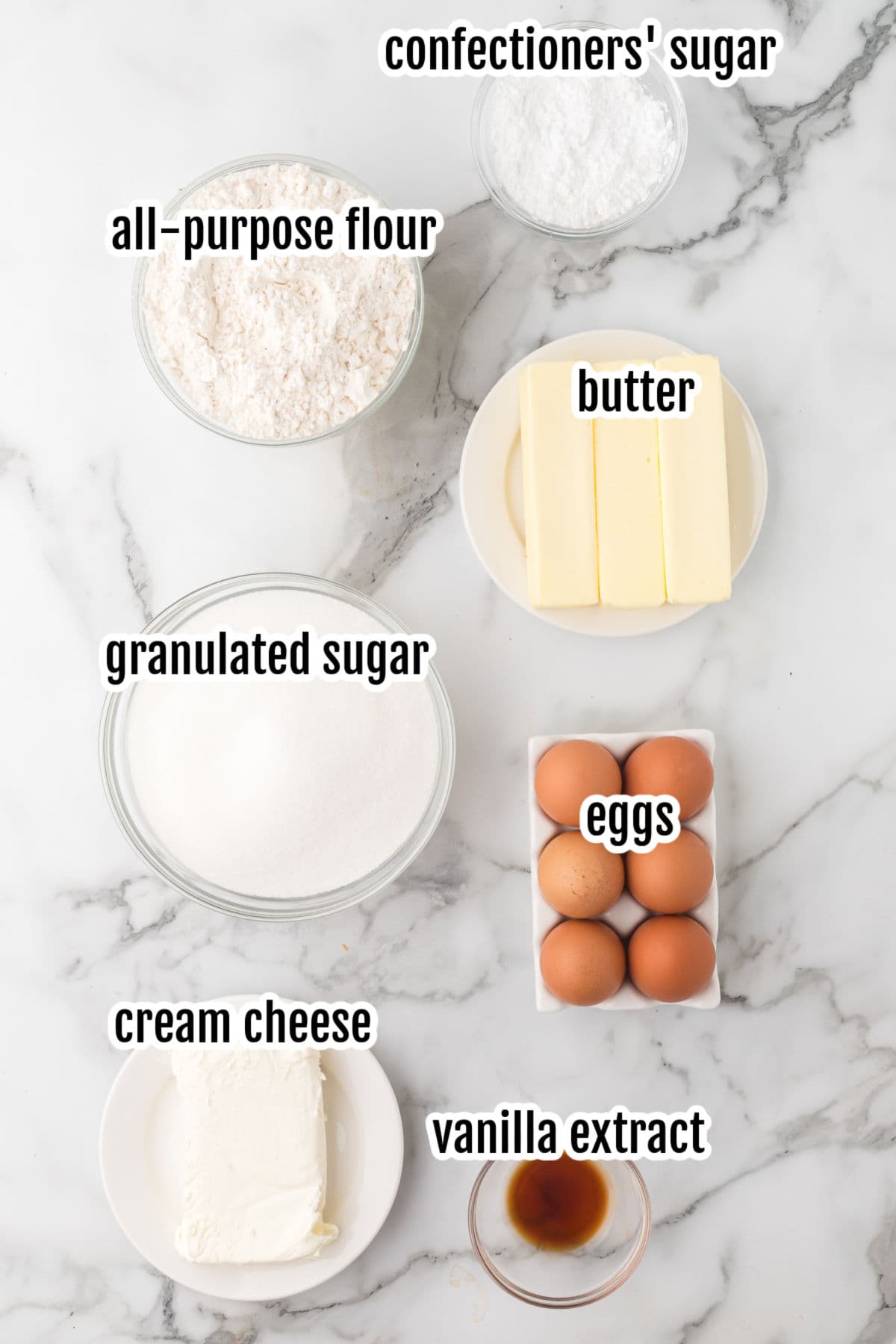 Ingredients needed to make the Irish Butter Cake.
