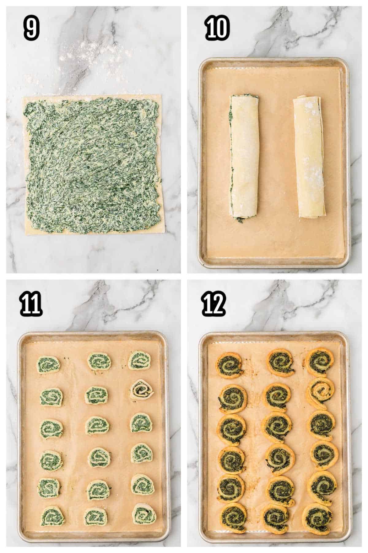 The final four steps for making the puff pastry and cream cheese appetizer.