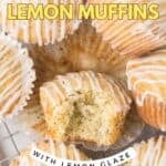 Lemon muffins made with poppy seeds and lemon zest then glazed with a sugar lemon topping.
