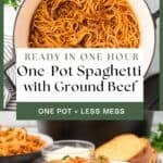 Simple one pot spaghetti recipe cooked in a tomato sauce and ready in under an hour.