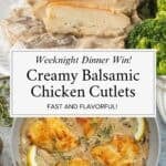 Skillet Chicken images with a creamy mushroom balsamic sauce.