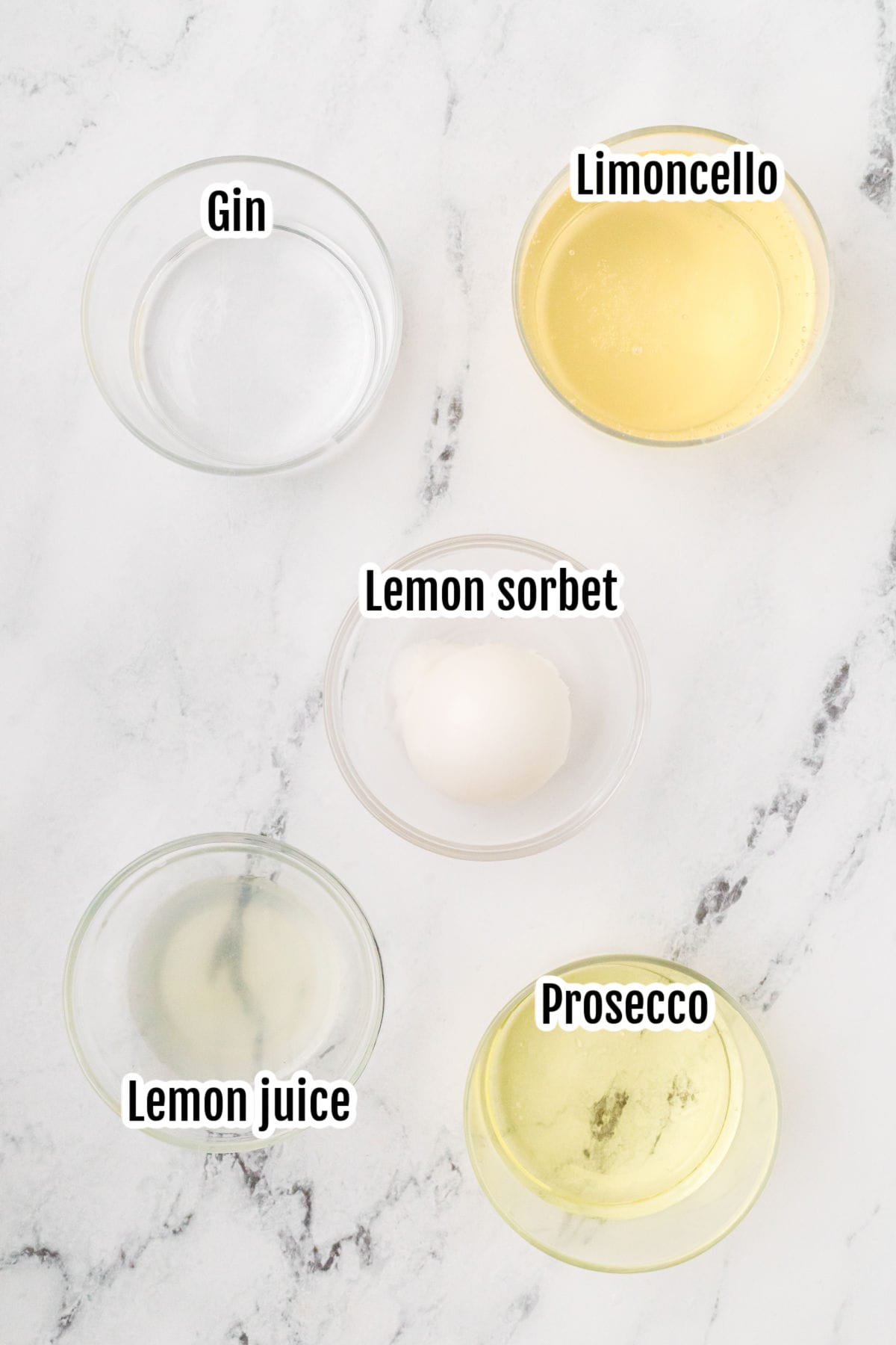 Image of the ingredients needed to make the summer limoncello cocktail recipe.