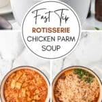 Three photo collage of the Chicken Soup made Italian-style like Parmesan Chicken.