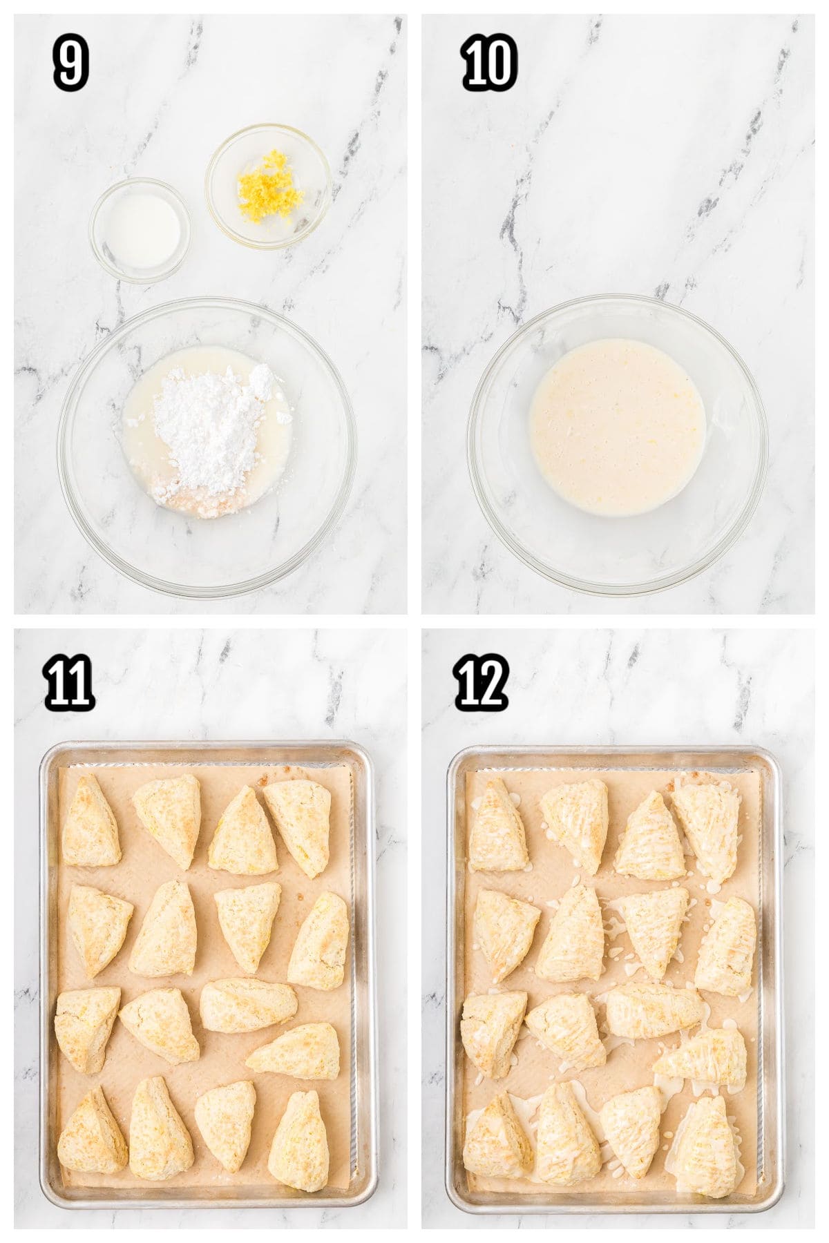 The final steps to finishing the lemon scone recipe which includes making the glaze topping.