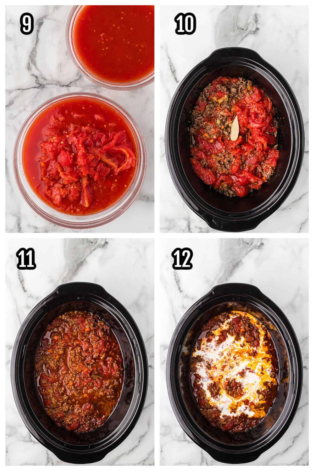 Crockpot Bolognese sauce recipe made with ground beef and heavy cream.