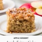 Apple fritter cake recipe with yellow cake mix and made without frying the dessert.
