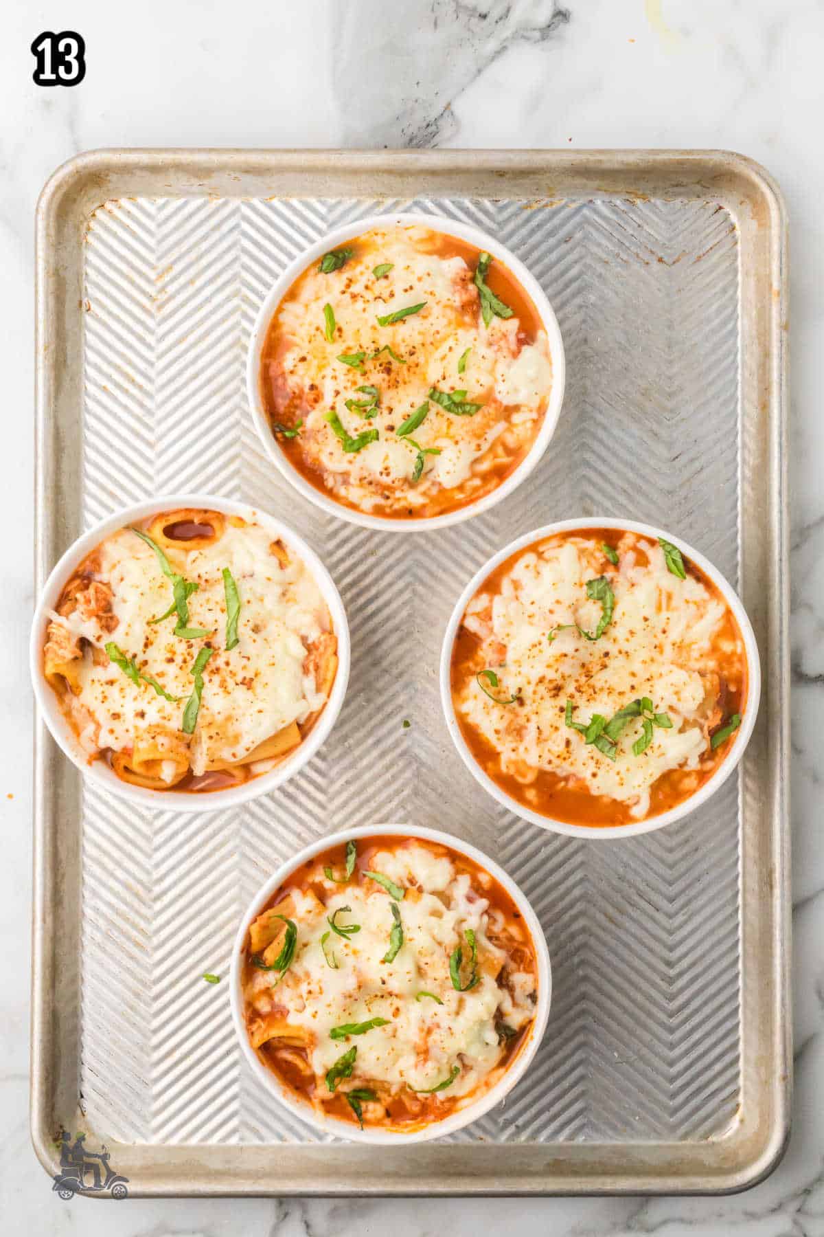 The final step to making the Italian Parmesan chicken soup.