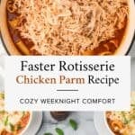 Cozy weeknight chicken soup made Italian style like the famous Parmesan Chicken recipe.