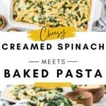 Quick and easy spinach pasta casserole for an easy weeknight dinner.