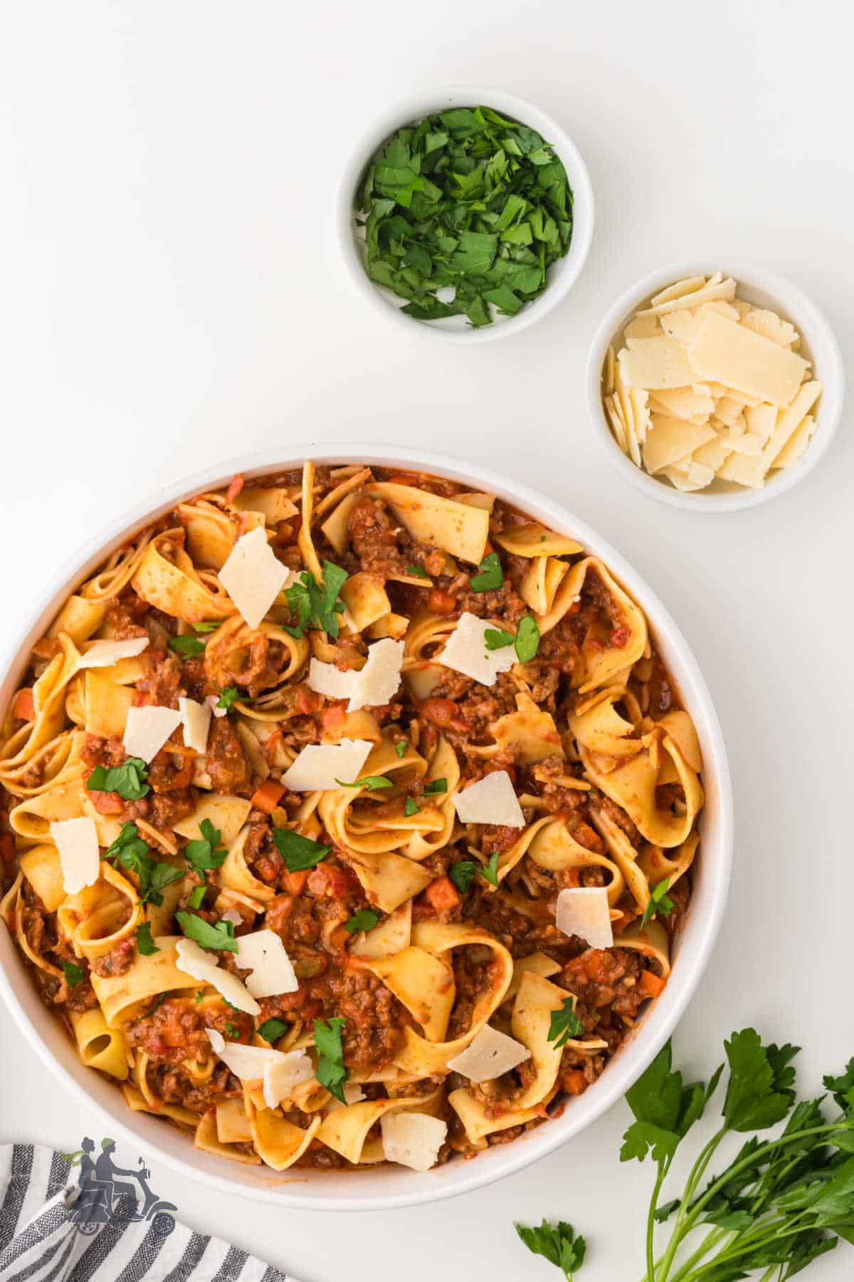 Hearty Italian pasta dinner made with Crockpot meat sauce.