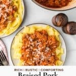 Slow-cooked pork ragù served with pappardelle pasta.