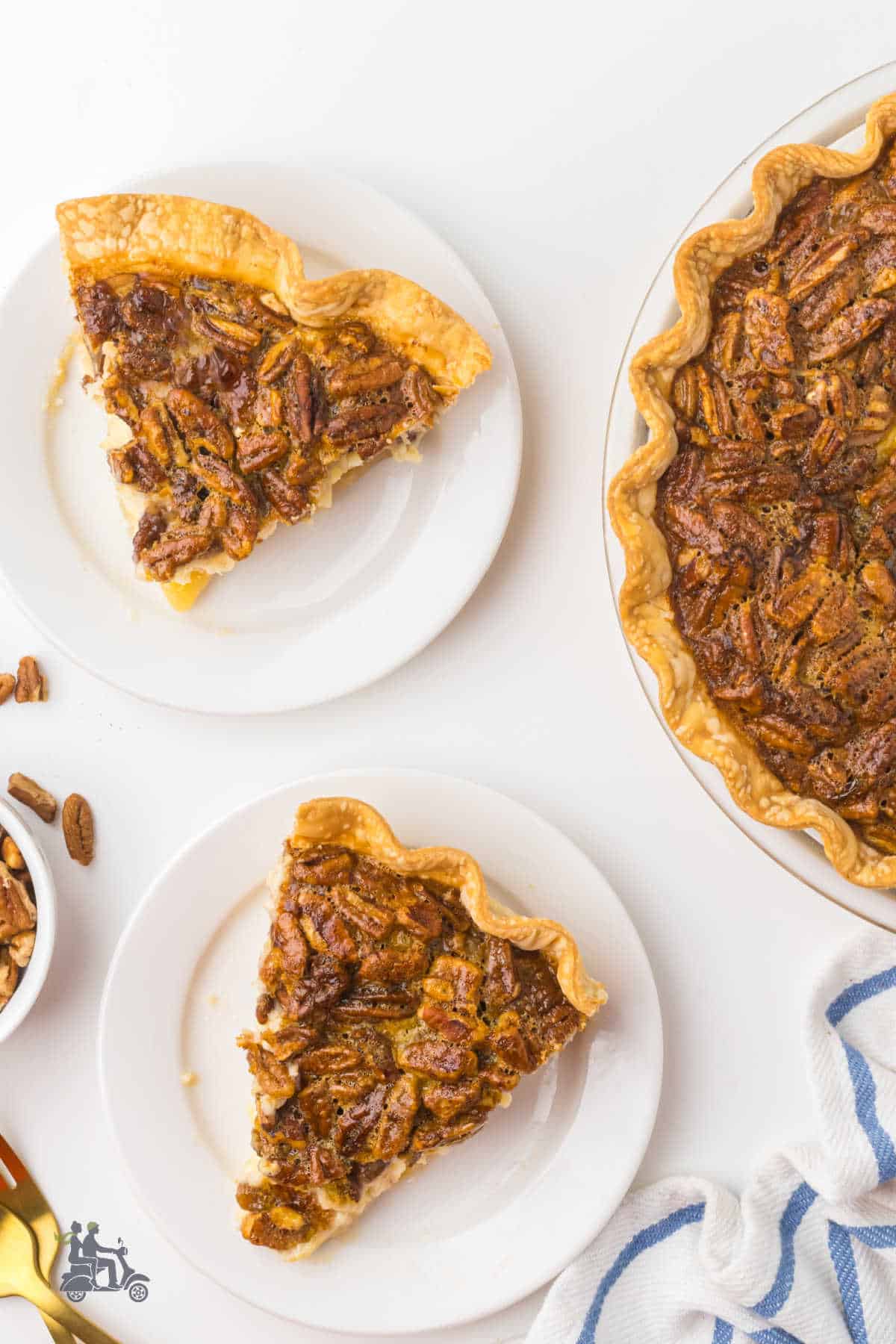 Two desserts in one, cheesecake and pecan pie. A holiday dessert when you can choose which one to make.
