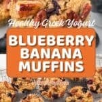Naturally sweetened oatmeal breakfast muffins made with bananas and blueberries.
